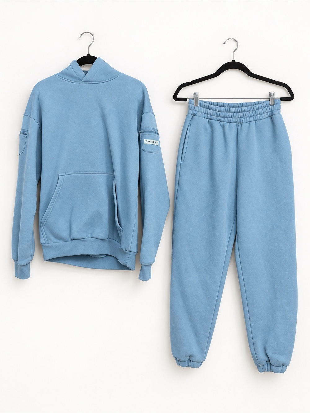 Comfrt Travel Essentials Hoodie Jogger Set Sky Blue Size Small
